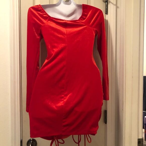 Bodycon Dress Long Sleeve Velvet Ruched Women's Wild Fable. Y2K - Picture 7 of 12